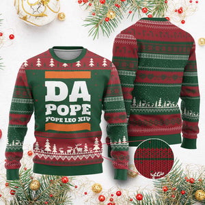 Funny Da Pope From America Chicago Pope Leo XIV Ugly Christmas Sweater TS11 Red Green Print Your Wear