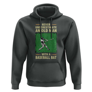 Funny Baseball Hoodie Never Underestimate An Old Man With A Baseball Bat TS11 Dark Heather Print Your Wear