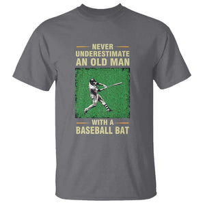 Funny Baseball T Shirt Never Underestimate An Old Man With A Baseball Bat TS11 Charcoal Print Your Wear