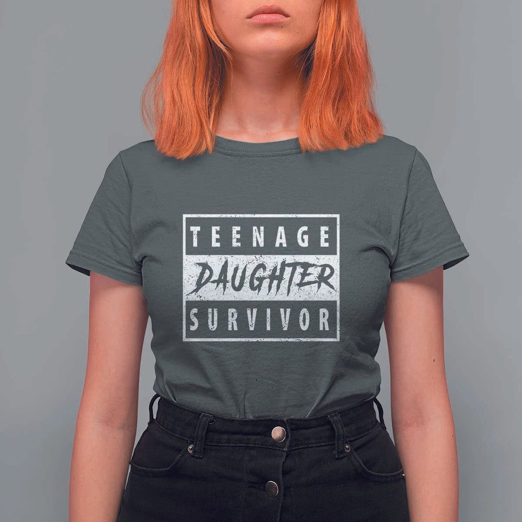 Teenage Daughter Survivor T Shirt For Women Vintage Funny Popular Parenting Quote TS11 Dark Heather Print Your Wear
