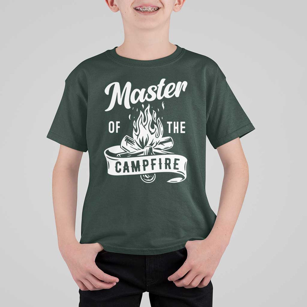 Camping Lover T Shirt For Kid Master Of The Campfire Camper Outdoor Activity TS11 Dark Forest Green Print Your Wear