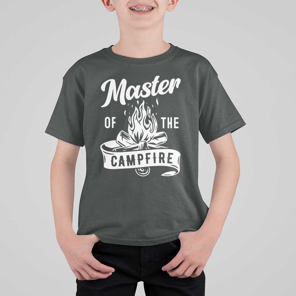 Camping Lover T Shirt For Kid Master Of The Campfire Camper Outdoor Activity TS11 Dark Heather Print Your Wear