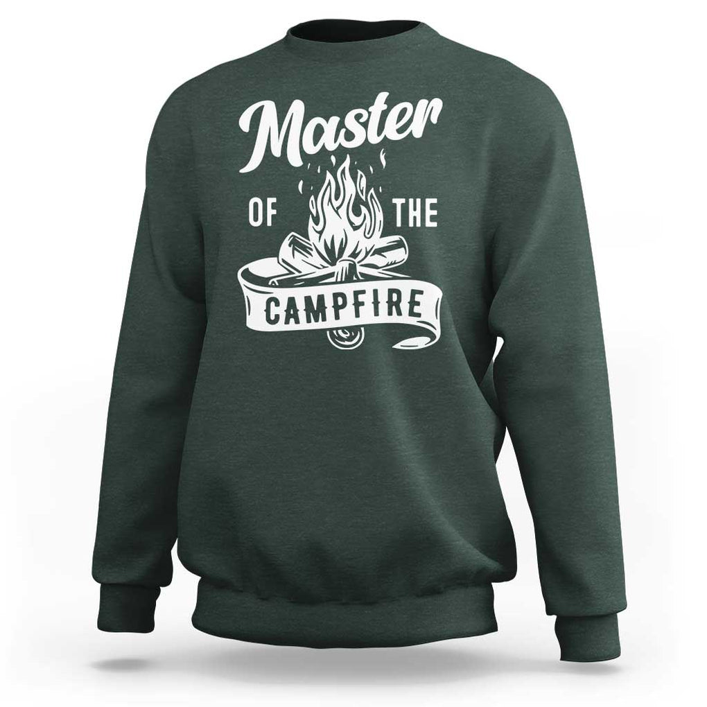 Camping Lover Sweatshirt Master Of The Campfire Camper Outdoor Activity TS11 Dark Forest Green Print Your Wear
