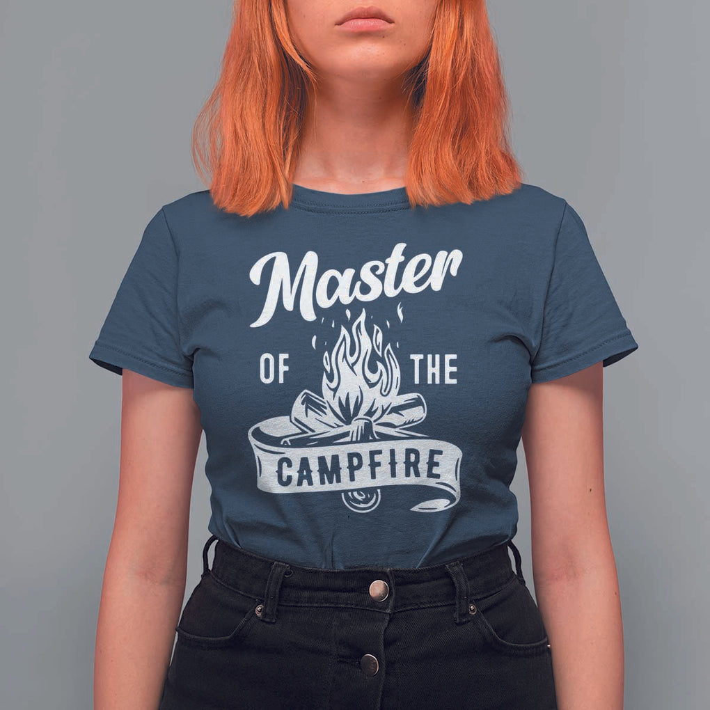 Camping Lover T Shirt For Women Master Of The Campfire Camper Outdoor Activity TS11 Navy Print Your Wear