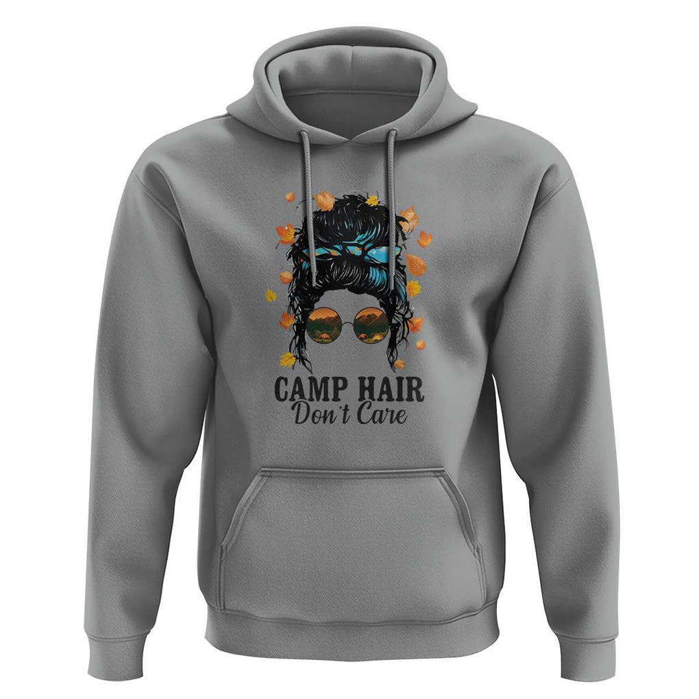 Funny Camping Lover Hoodie Camp Hair Don't Care Messy Bun Camper TS11 Sport Gray Print Your Wear