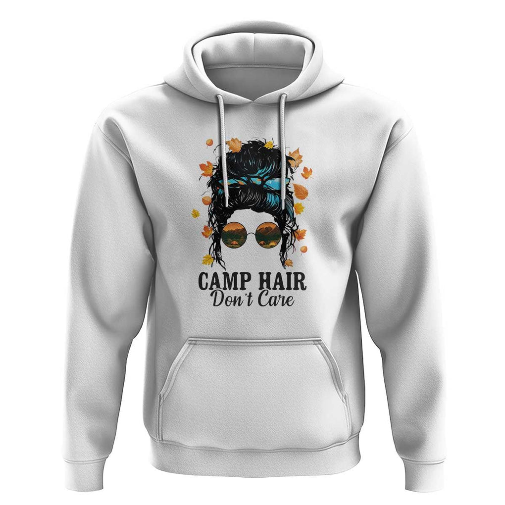 Funny Camping Lover Hoodie Camp Hair Don't Care Messy Bun Camper TS11 White Print Your Wear