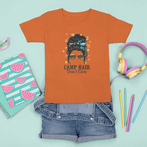 Funny Camping Lover T Shirt For Kid Camp Hair Don't Care Messy Bun Camper TS11 Orange Print Your Wear
