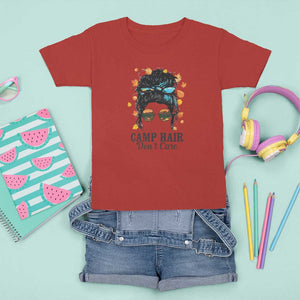 Funny Camping Lover T Shirt For Kid Camp Hair Don't Care Messy Bun Camper TS11 Red Print Your Wear