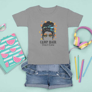 Funny Camping Lover T Shirt For Kid Camp Hair Don't Care Messy Bun Camper TS11 Sport Gray Print Your Wear