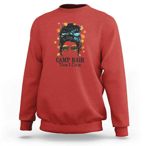 Funny Camping Lover Sweatshirt Camp Hair Don't Care Messy Bun Camper TS11 Red Print Your Wear
