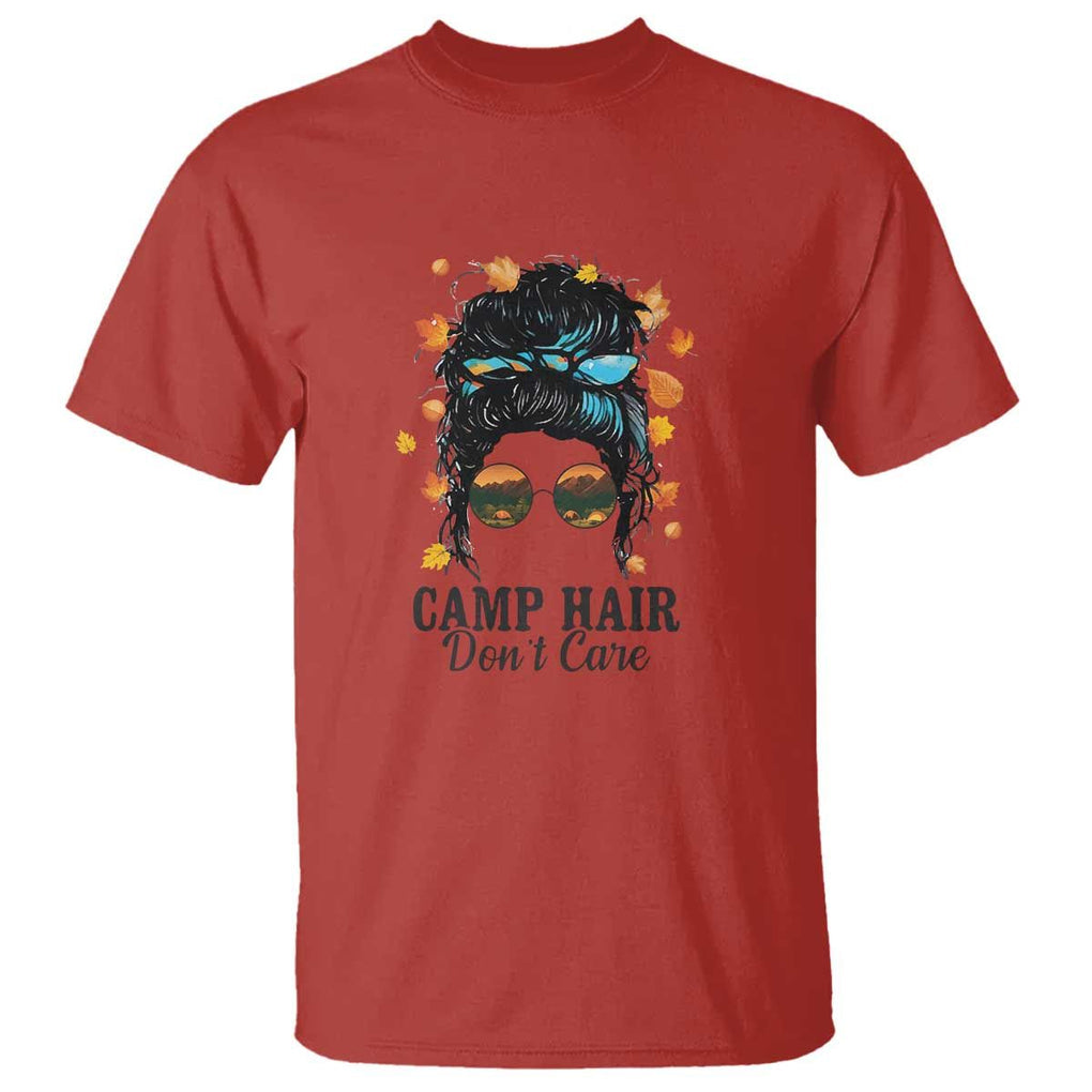 Funny Camping Lover T Shirt Camp Hair Don't Care Messy Bun Camper TS11 Red Print Your Wear