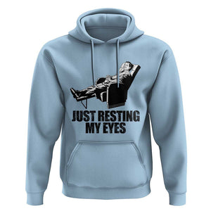 Funny Dad Hoodie Just Resting My Eyes Father's Day TS11 Light Blue Print Your Wear