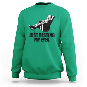 Funny Dad Sweatshirt Just Resting My Eyes Father's Day TS11 Irish Green Print Your Wear