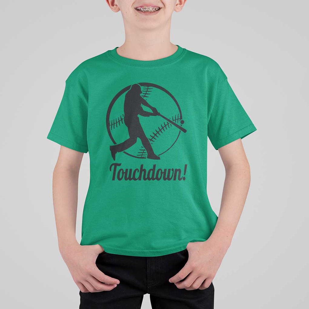 Funny Baseball T Shirt For Kid Touchdown Sports Fan Softball Player TS11 Irish Green Print Your Wear