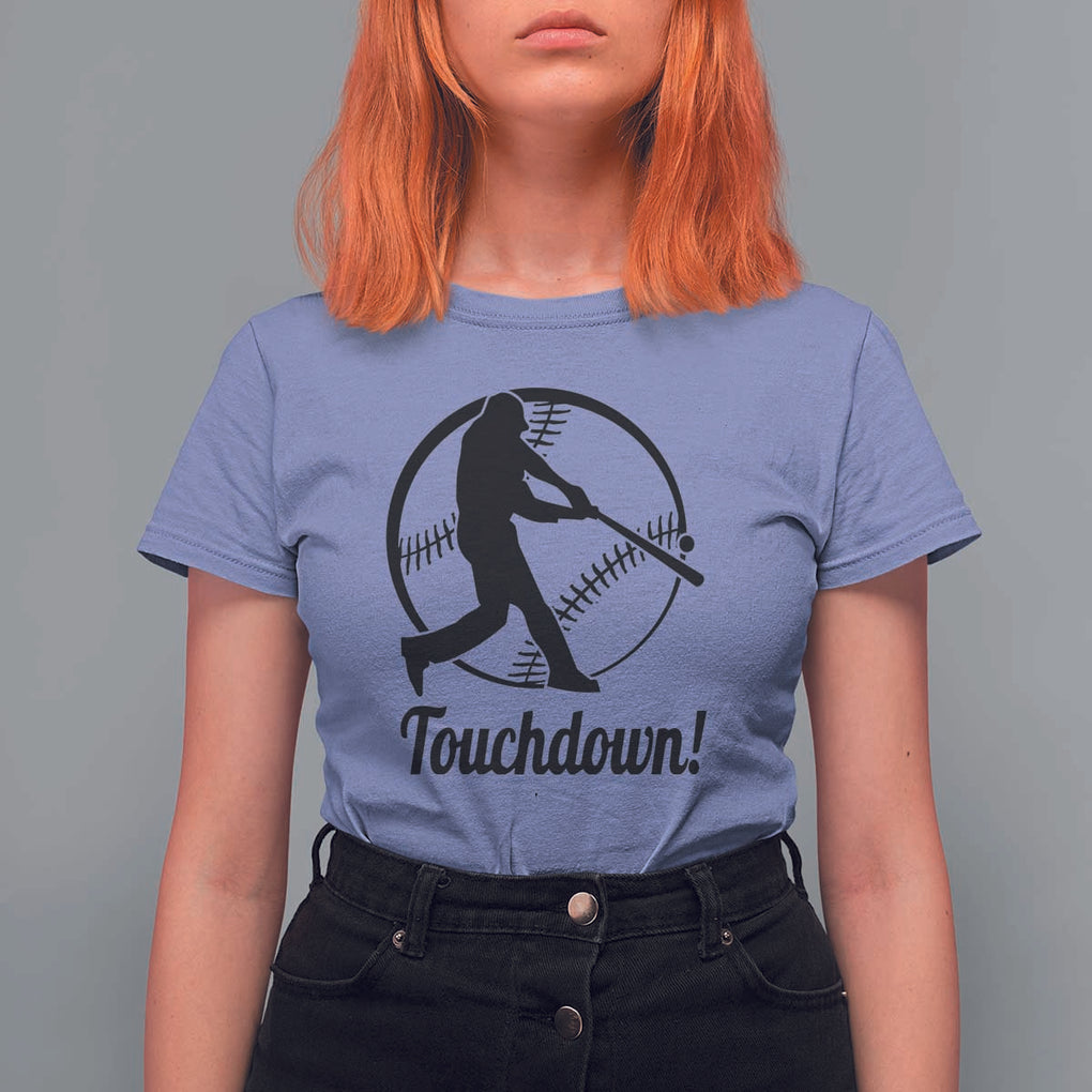 Funny Baseball T Shirt For Women Touchdown Sports Fan Softball Player TS11 Violet Print Your Wear