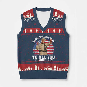 Happy 250th Anniversary To All You Sumbitches V-Neck Knit Sweater Vest Funny Smokey Patriotic 70s Movie The Bandit