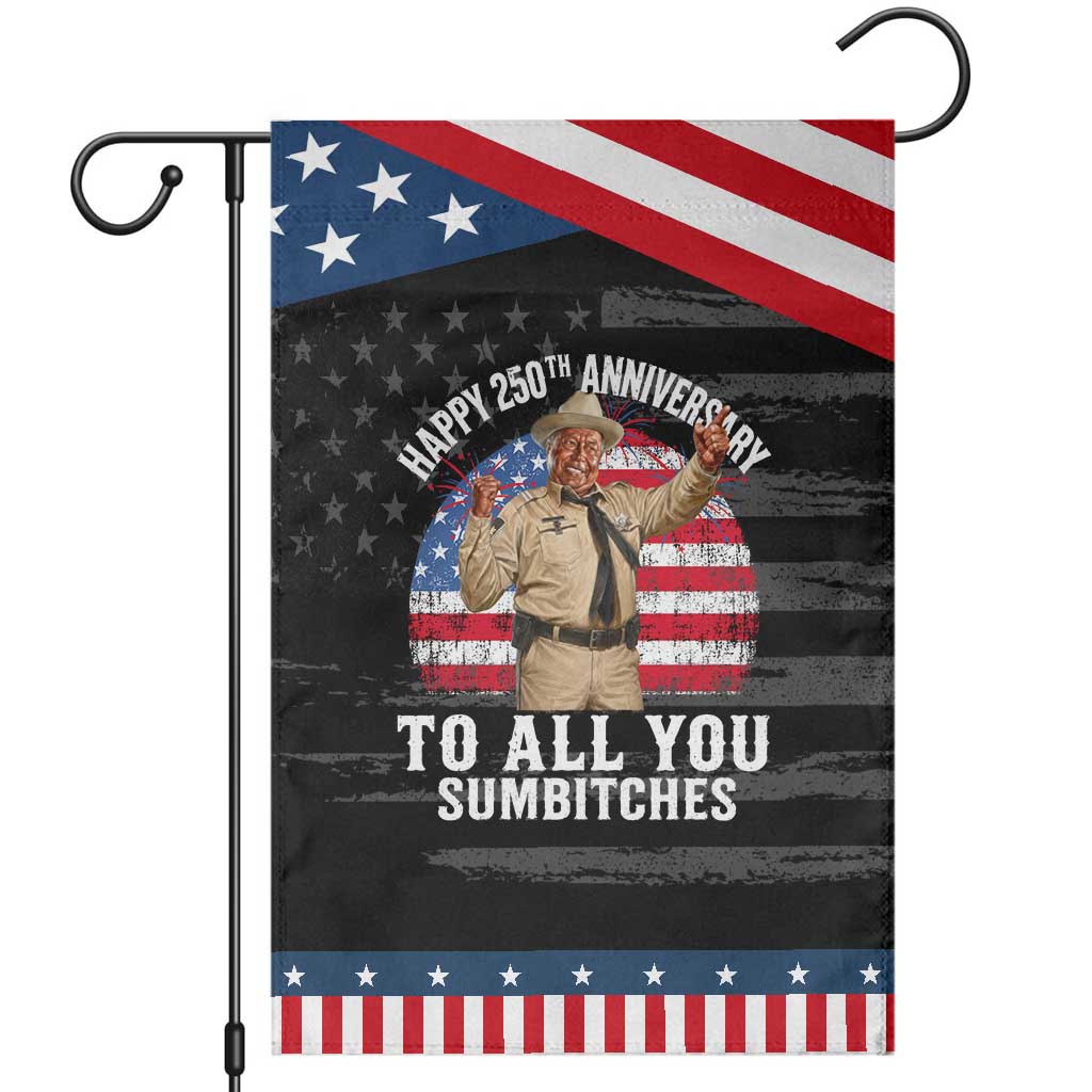 Happy 250th Anniversary To All You Sumbitches Patriotic Garden Flag Funny Smokey 70s Movie The Bandit TS11 Distressed Black Blue Print Your Wear