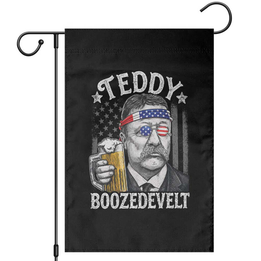Teddy Boozedevelt Theodore Roosevelt 4th of July Garden Flag Funny Beer Drinking Vintage American Flag
