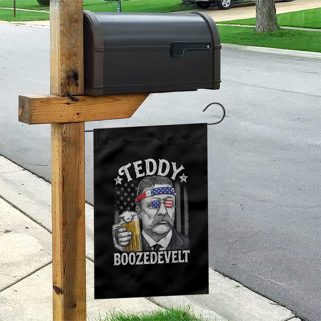 Teddy Boozedevelt Theodore Roosevelt 4th of July Garden Flag Funny Beer Drinking Vintage American Flag