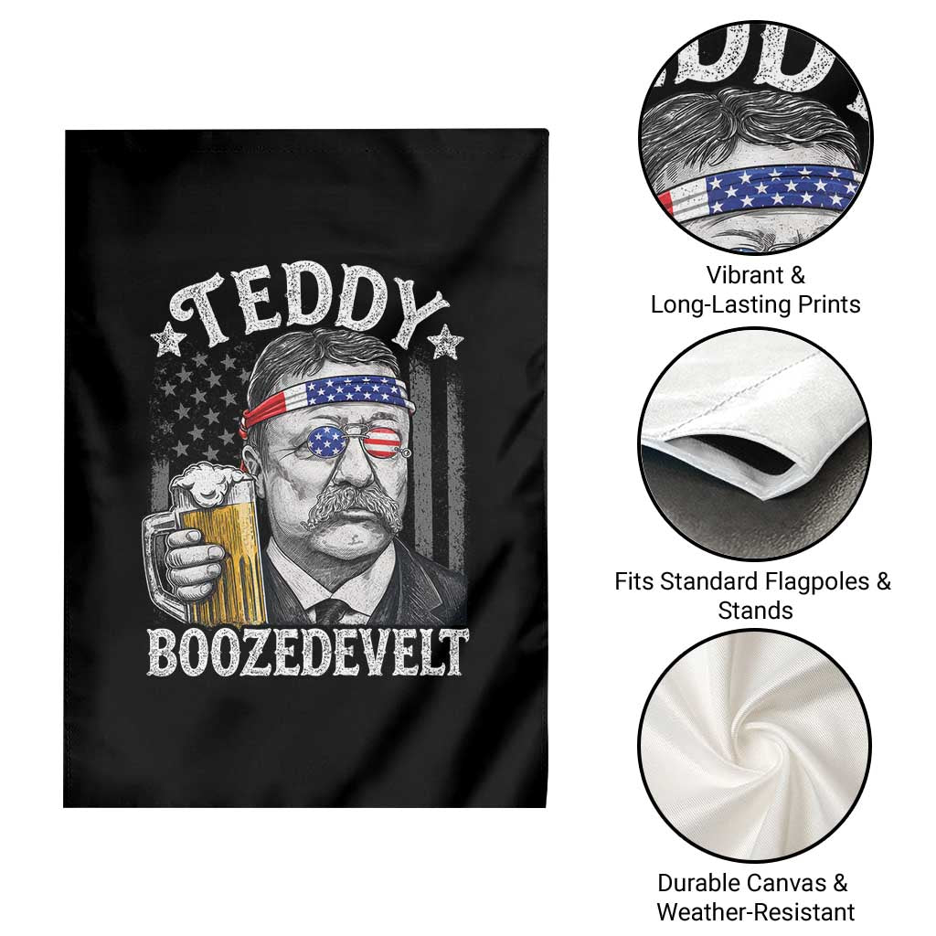 Teddy Boozedevelt Theodore Roosevelt 4th of July Garden Flag Funny Beer Drinking Vintage American Flag