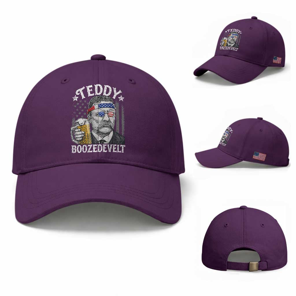 Teddy Boozedevelt Theodore Roosevelt 4th of July Baseball Cap Funny Beer Drinking Vintage American Flag