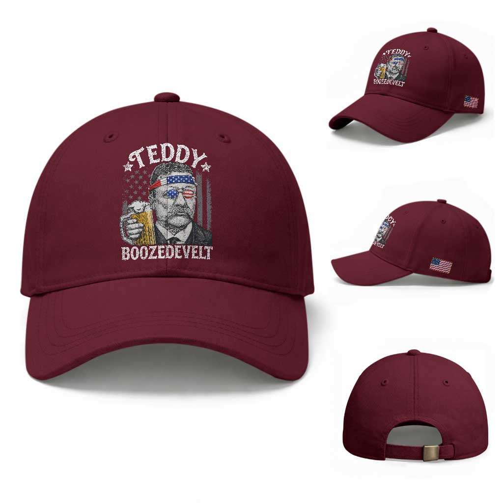 Teddy Boozedevelt Theodore Roosevelt 4th of July Baseball Cap Funny Beer Drinking Vintage American Flag