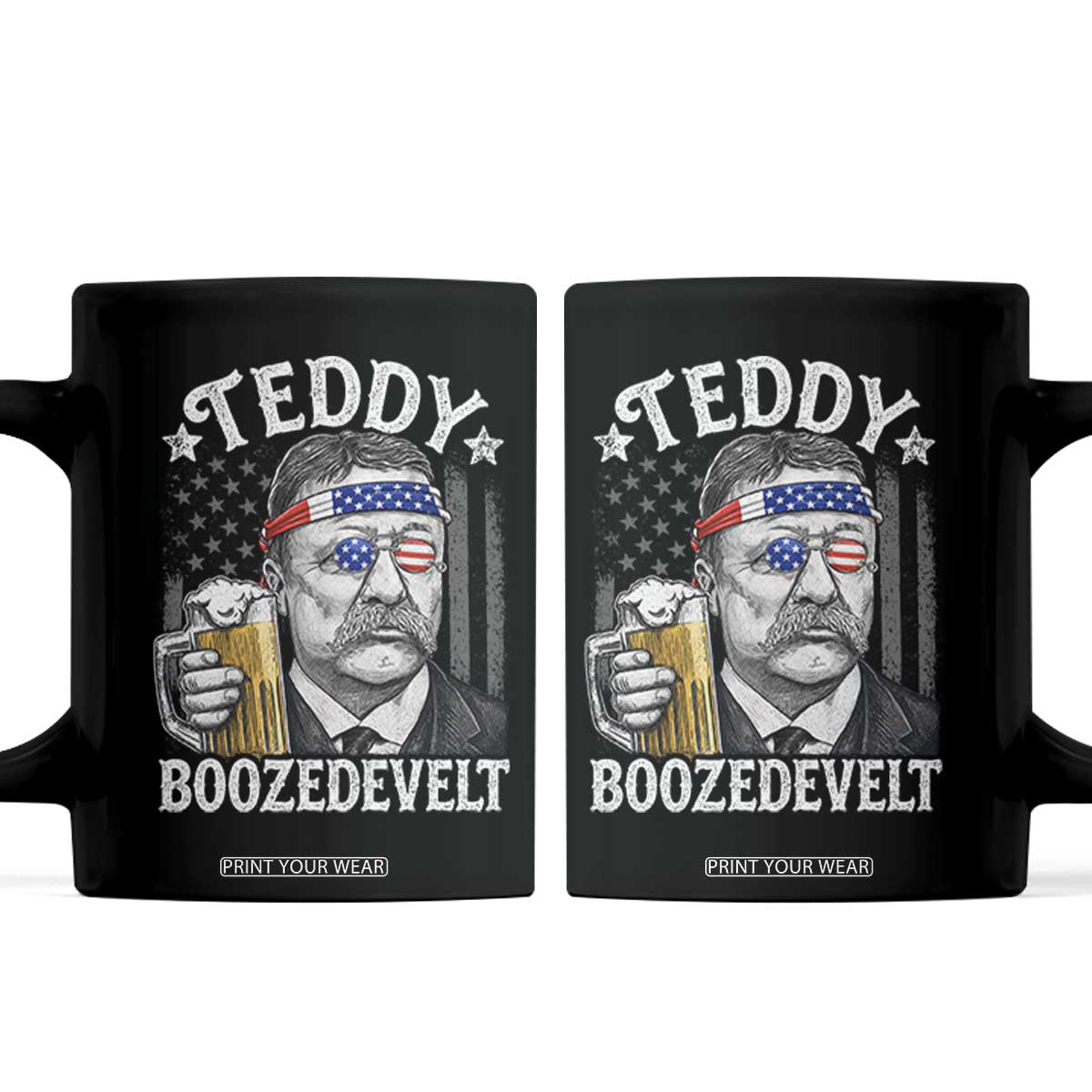 Teddy Boozedevelt Theodore Roosevelt 4th of July Coffee Mug Funny Beer Drinking Vintage American Flag