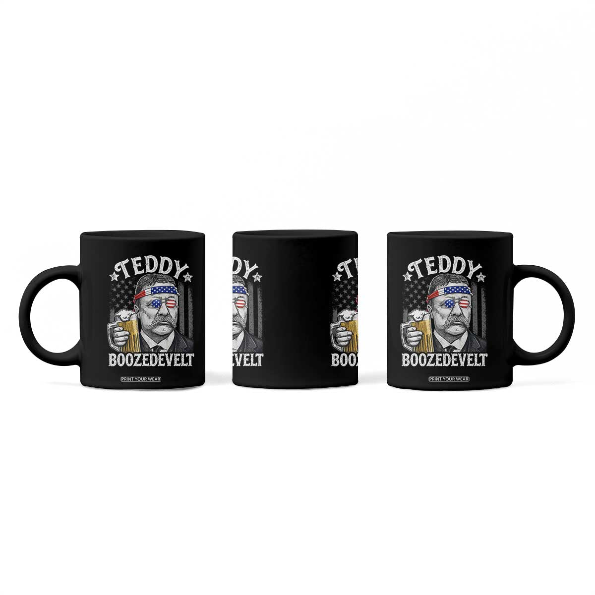 Teddy Boozedevelt Theodore Roosevelt 4th of July Coffee Mug Funny Beer Drinking Vintage American Flag