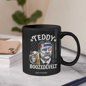Teddy Boozedevelt Theodore Roosevelt 4th of July Coffee Mug Funny Beer Drinking Vintage American Flag