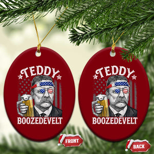 Teddy Boozedevelt Theodore Roosevelt 4th of July Ceramic Ornament Funny Beer Drinking Vintage American Flag
