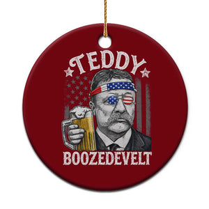 Teddy Boozedevelt Theodore Roosevelt 4th of July Ceramic Ornament Funny Beer Drinking Vintage American Flag