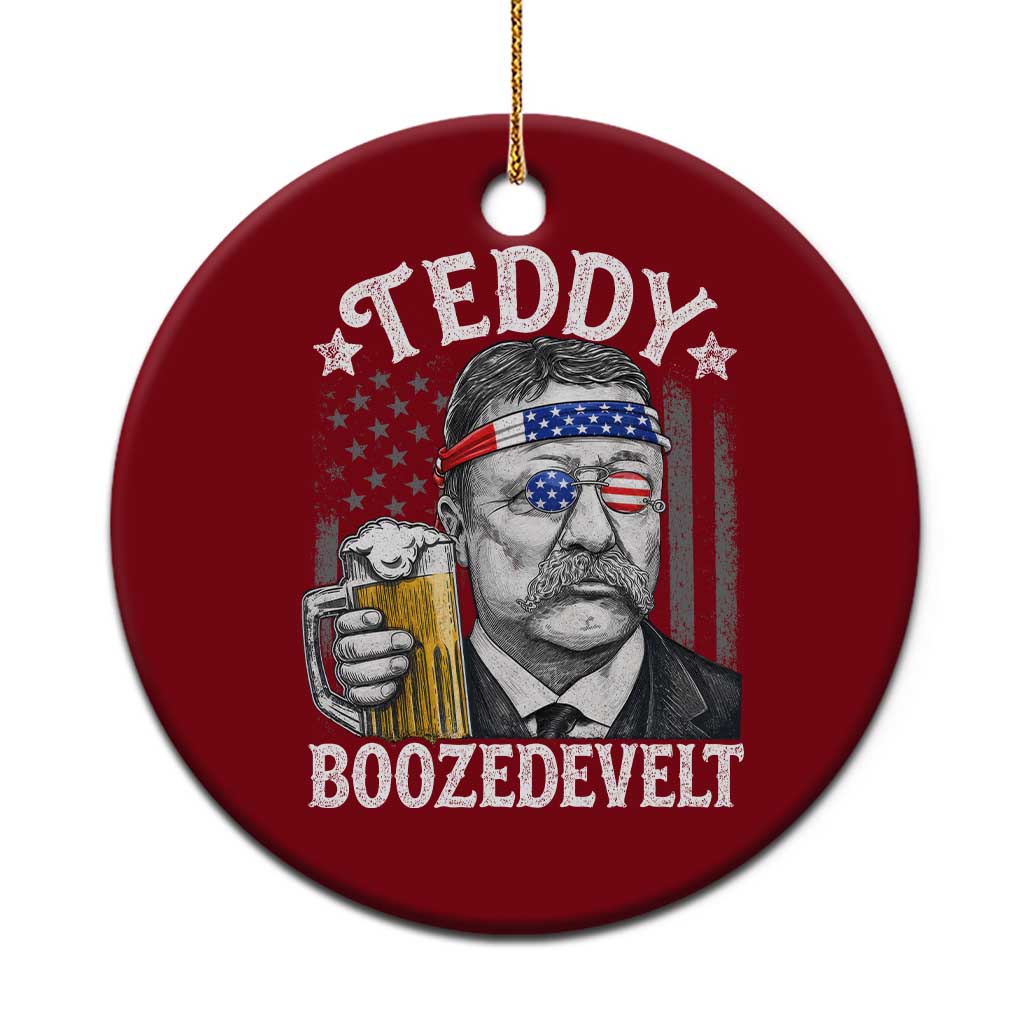 Teddy Boozedevelt Theodore Roosevelt 4th of July Ceramic Ornament Funny Beer Drinking Vintage American Flag TS11 1pc Red Print Your Wear