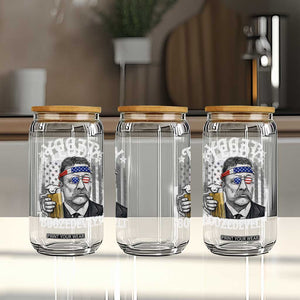 Teddy Boozedevelt Theodore Roosevelt 4th of July Glass Can Funny Beer Drinking Vintage American Flag