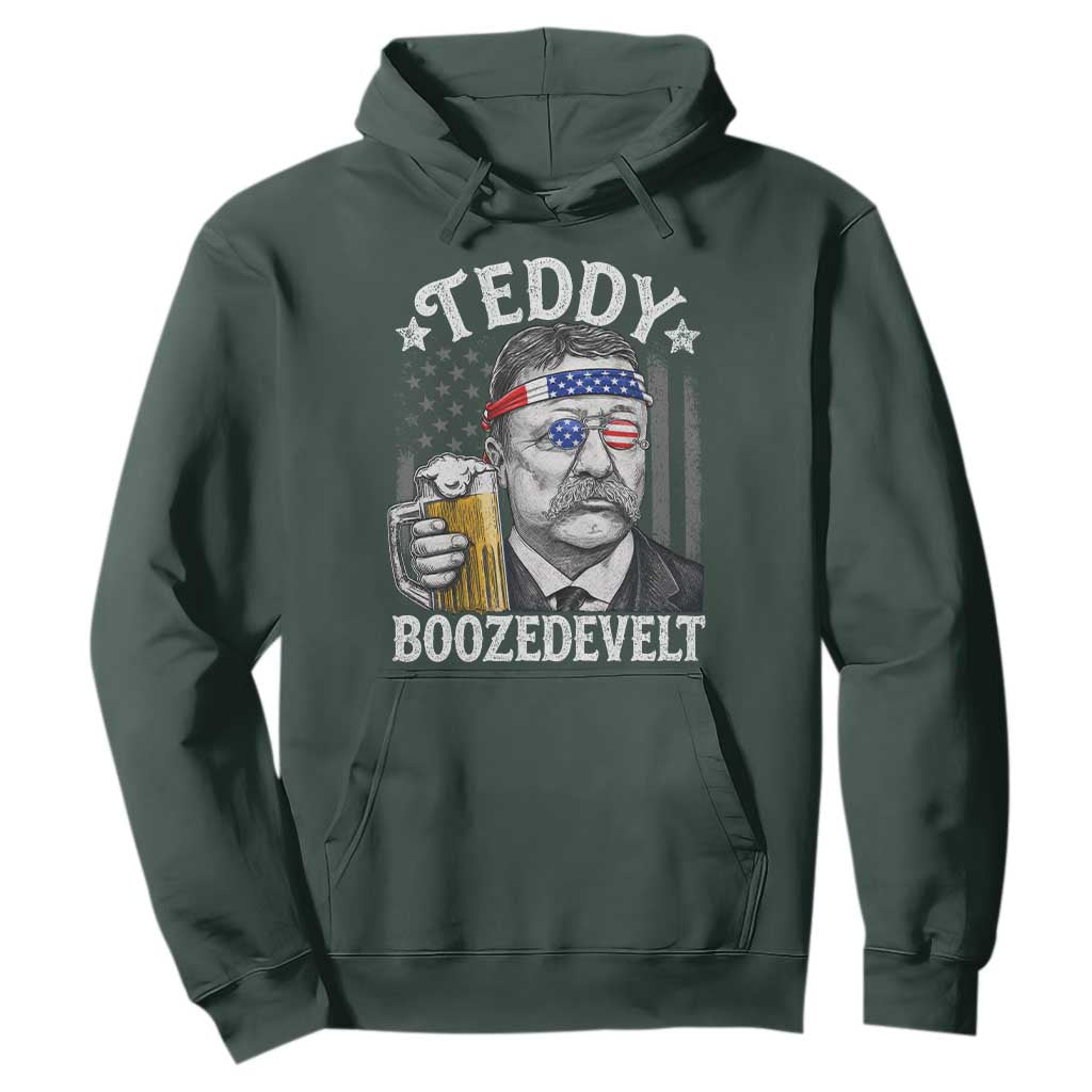 Teddy Boozedevelt Theodore Roosevelt 4th of July Hoodie Funny Beer Drinking Vintage American Flag