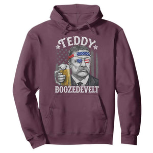 Teddy Boozedevelt Theodore Roosevelt 4th of July Hoodie Funny Beer Drinking Vintage American Flag