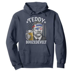 Teddy Boozedevelt Theodore Roosevelt 4th of July Hoodie Funny Beer Drinking Vintage American Flag