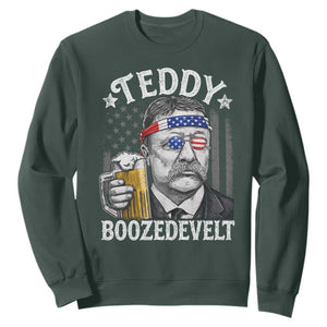 Teddy Boozedevelt Theodore Roosevelt 4th of July Sweatshirt Funny Beer Drinking Vintage American Flag