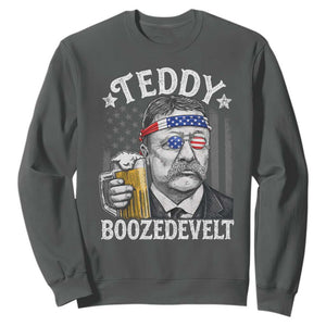 Teddy Boozedevelt Theodore Roosevelt 4th of July Sweatshirt Funny Beer Drinking Vintage American Flag