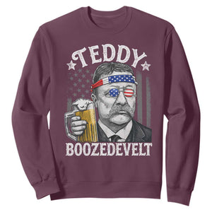 Teddy Boozedevelt Theodore Roosevelt 4th of July Sweatshirt Funny Beer Drinking Vintage American Flag
