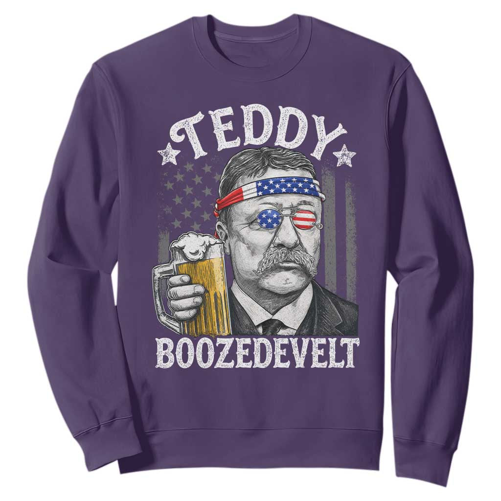 Teddy Boozedevelt Theodore Roosevelt 4th of July Sweatshirt Funny Beer Drinking Vintage American Flag