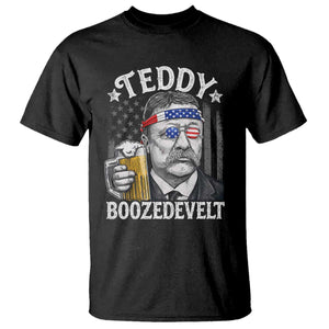 Teddy Boozedevelt Theodore Roosevelt 4th of July T Shirt Funny Beer Drinking Vintage American Flag