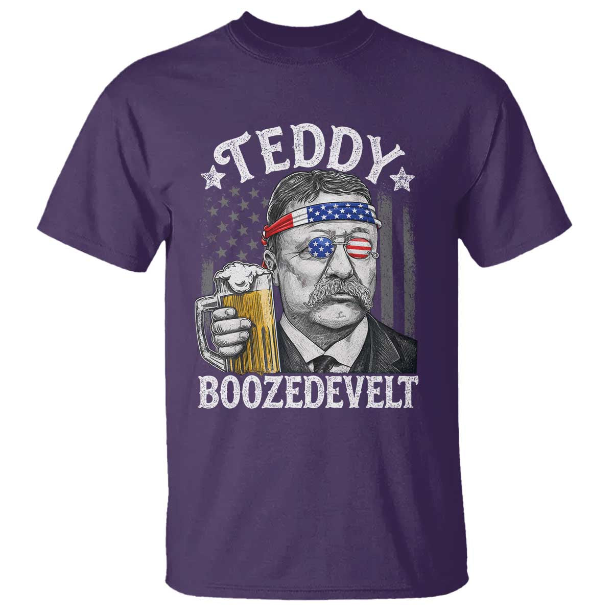 Teddy Boozedevelt Theodore Roosevelt 4th of July T Shirt Funny Beer Drinking Vintage American Flag