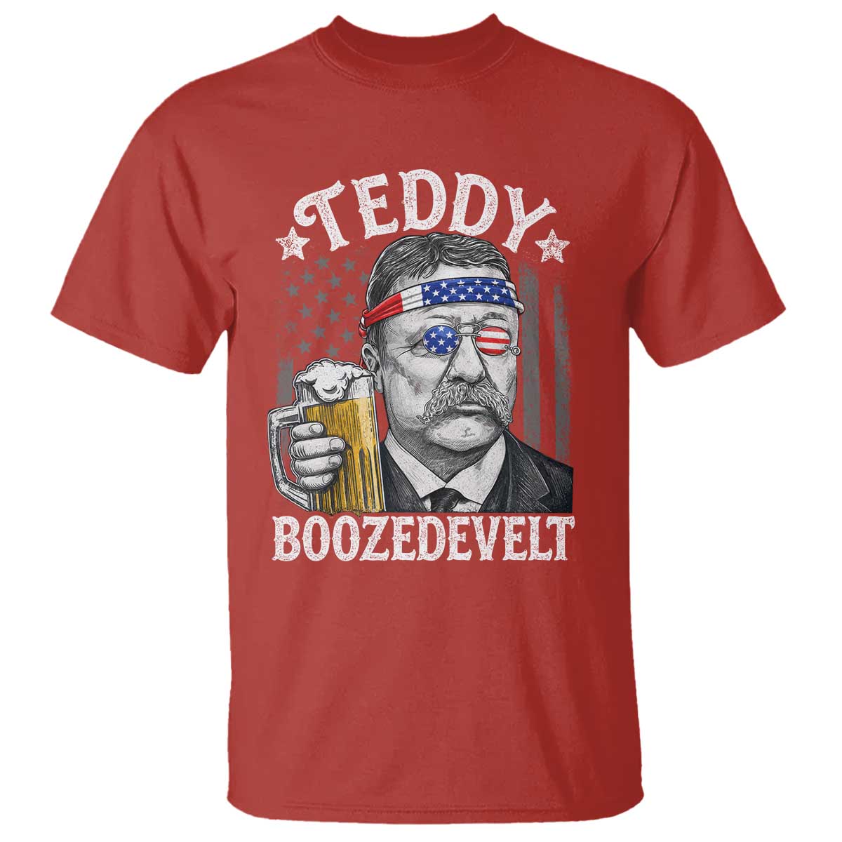Teddy Boozedevelt Theodore Roosevelt 4th of July T Shirt Funny Beer Drinking Vintage American Flag