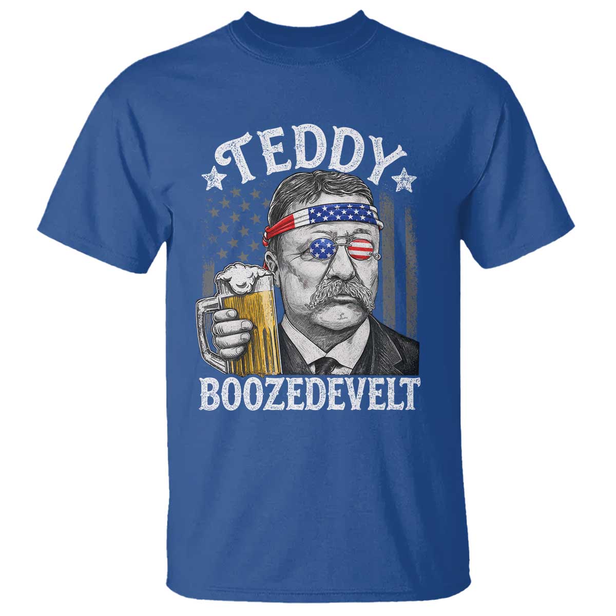 Teddy Boozedevelt Theodore Roosevelt 4th of July T Shirt Funny Beer Drinking Vintage American Flag