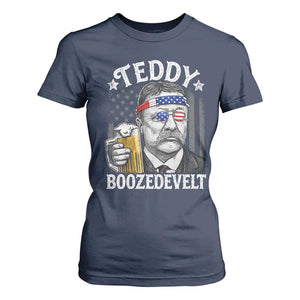 Teddy Boozedevelt Theodore Roosevelt 4th of July T Shirt For Women Funny Beer Drinking Vintage American Flag