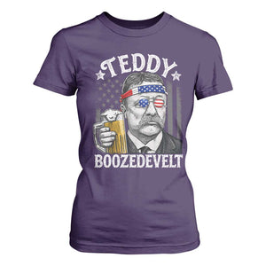 Teddy Boozedevelt Theodore Roosevelt 4th of July T Shirt For Women Funny Beer Drinking Vintage American Flag