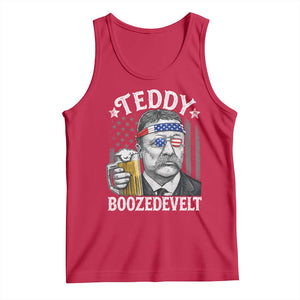 Teddy Boozedevelt Theodore Roosevelt 4th of July Tank Top Funny Beer Drinking Vintage American Flag