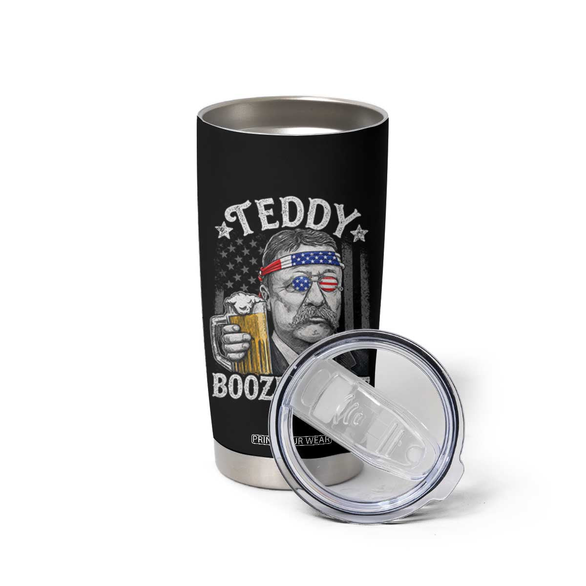 Teddy Boozedevelt Theodore Roosevelt 4th of July Tumbler Cup Funny Beer Drinking Vintage American Flag