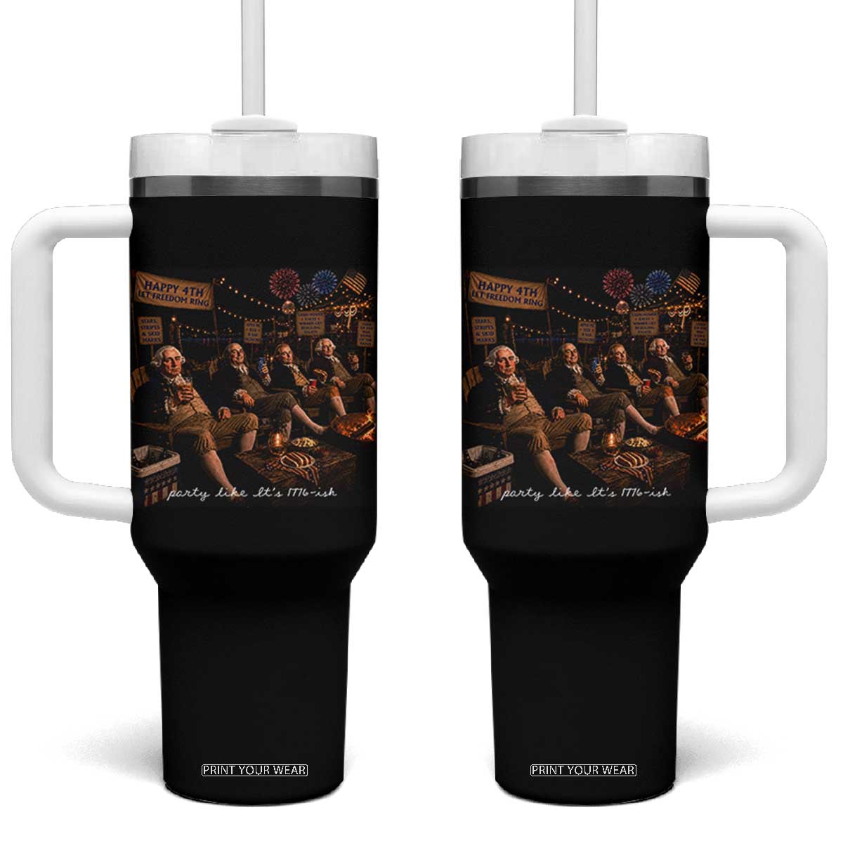 Party Like It Is 1776 Founding Father Tumbler With Handle Funny 4th of July Meme