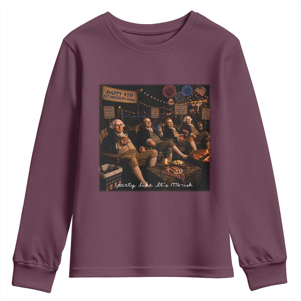 Party Like It Is 1776 Founding Father Youth Sweatshirt Funny 4th of July Meme